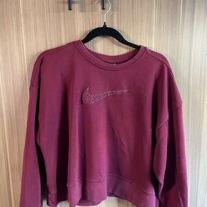 Nike Women's Burgundy Cropped Sweatshirt